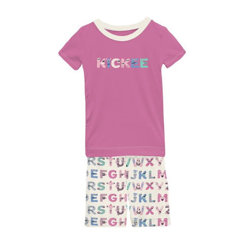 Kickee Pants - Short Sleeve Graphic Pajama Set - Natural Axolotl Party