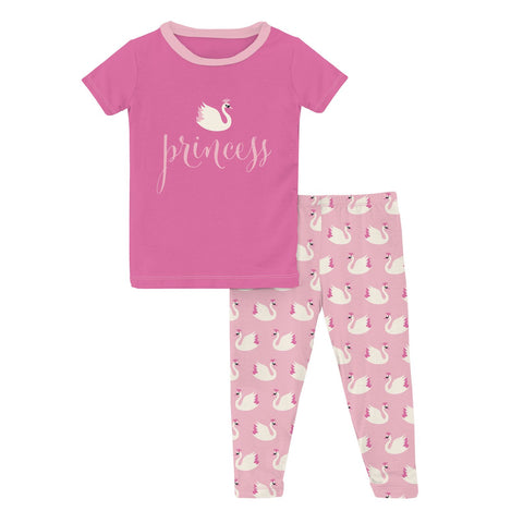 Kickee Pants - Short Sleeve Graphic Pajama Set - Cake Pop Swan Princess