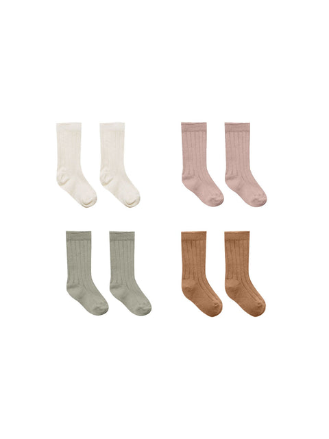 Quincy Mae - Sock Set Of 4 - Natural, Mauve, Basil, Cinnamon