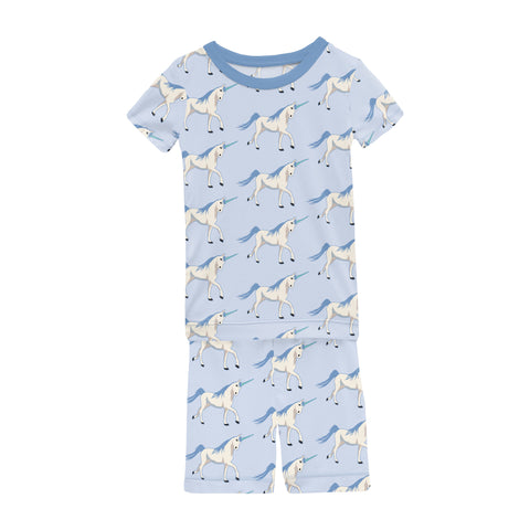 Kickee Pants - Print Short Sleeve Pajama Set - Dew Prancing Unicorn