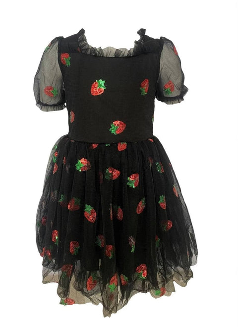 Lola & The Boys - Tulle Dress - Black Sequin Strawberry