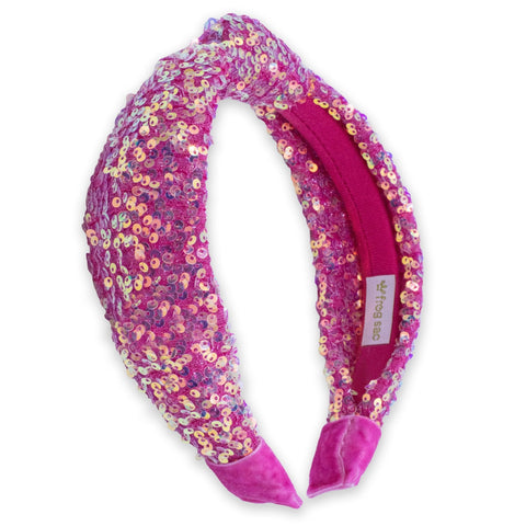 Frog Sac - Sparkly Sequin Knot Headband - Hot Pink