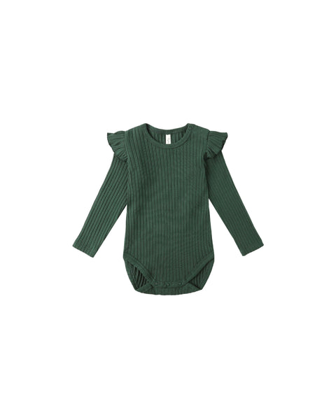 Rylee + Cru - Shoulder Ruffle Bodysuit - Green