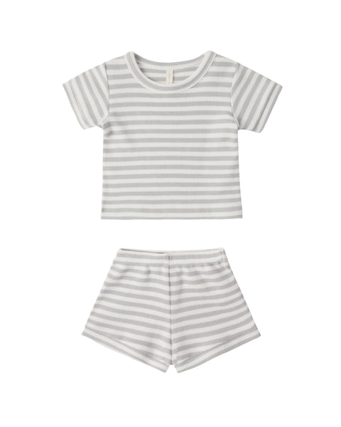 Quincy Mae - Waffle Shortie Set - Sage Stripe
