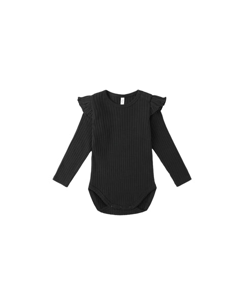 Rylee + Cru - Shoulder Ruffle Bodysuit - Black