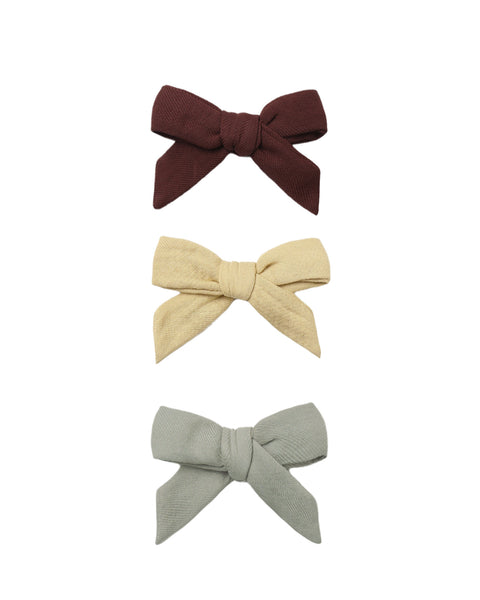 Quincy Mae - Bow Clip Set of 3 - Black Cherry, Butterscotch, Laurel