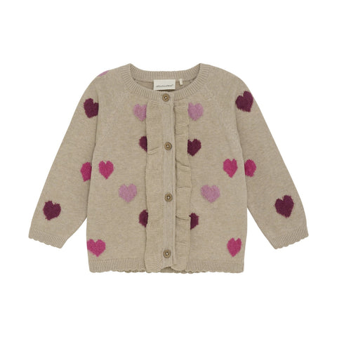 MINYMO - Knit Cardigan - Beige Heart