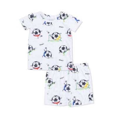 Angel Dear - Loungewear Short Set - Soccer Balls Playing Soccer Blue