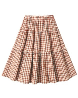 Rylee + Cru - Tiered Midi Skirt - Poppy Gingham