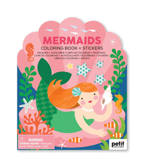 Petit Collage - Coloring Book With Stickers - Mermaids