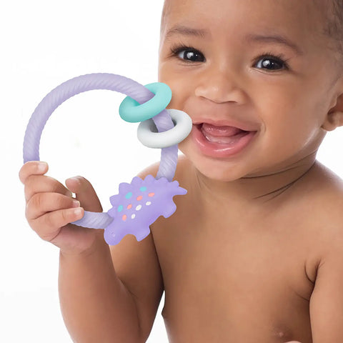 Itzy Ritzy - Ritzy Rattle Silicon Teether - Lilac Dino