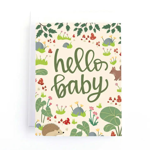 Pedaller Designs - Hello Baby Woodland Card